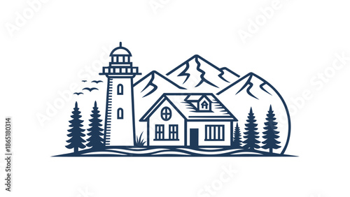 Cozy house with lighthouse and mountain view