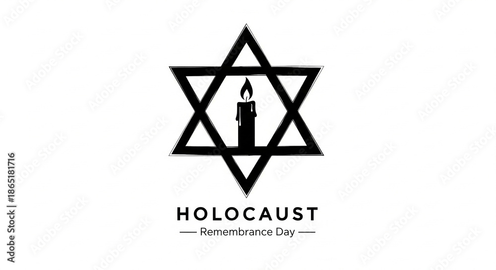 Fototapeta premium Holocaust Remembrance Day symbol with Star of David and candle