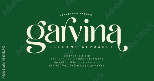 Classic serif font with stylish uppercase letters and number. Perfect for elegant typography in a clean vector format.