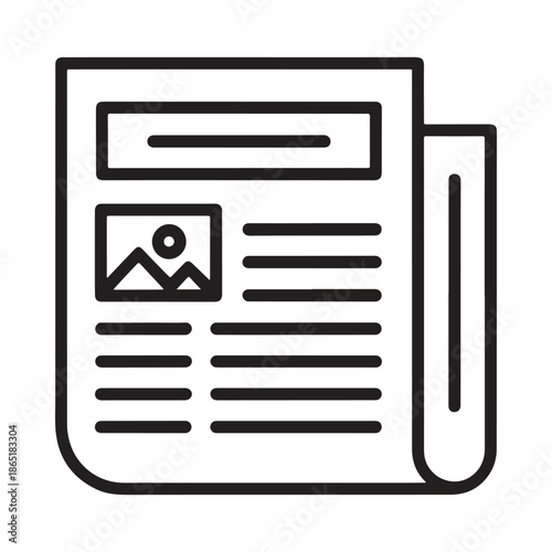 Simple newspaper icon with a photo and lines of text inside