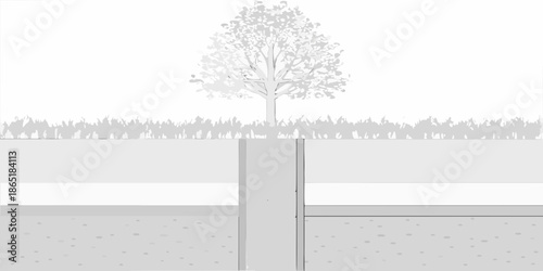 Simple illustration of a tree with layered ground and soil profile