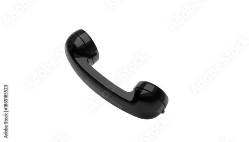 Black telephone receiver handset isolated on a transparent background