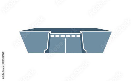 Illustration of a hydroelectric dam structure, symbolizing clean energy production and river management