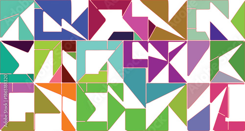 Colorful geometric letters spelling out the word thank you