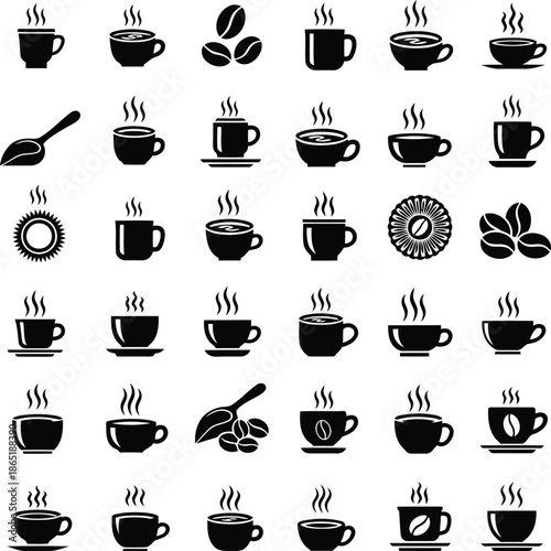 Steamy Coffee Cups Page Page Page Page Page Page with Various Page Items and Coffee Beans