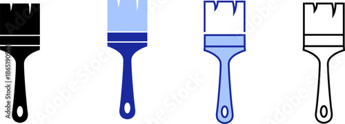 Colorful paintbrush logo set showcasing various shades and styles suitable for design and art projects