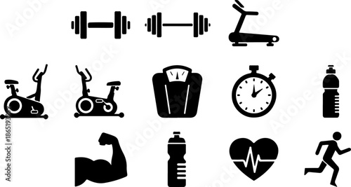 Fitness & Gym Icons Set – Workout and Healthy Lifestyle Symbols