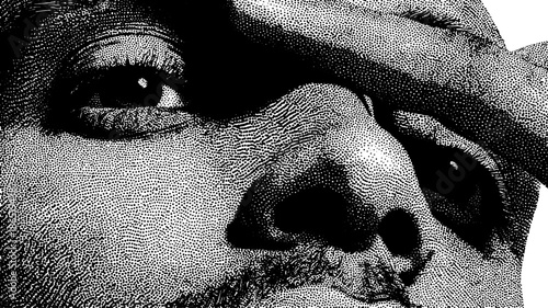 Engraving portrait with vintage line drawing style. Detailed outline in monochrome, showcasing expression in this vector illustration set.