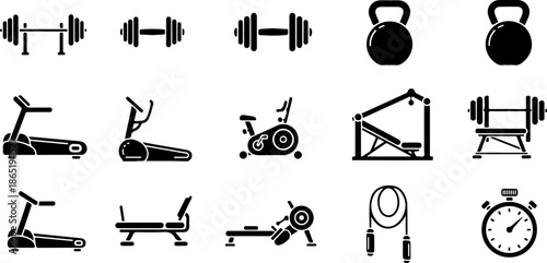 Fitness & Gym Icons Set – Workout and Healthy Lifestyle Symbols