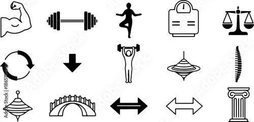 Fitness & Gym Icons Set – Workout and Healthy Lifestyle Symbols