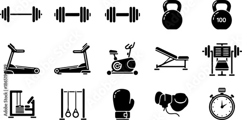 Fitness & Gym Icons Set – Workout and Healthy Lifestyle Symbols