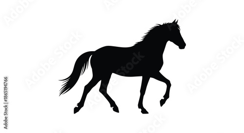 A striking depiction of a horse in motion captured as a bold and dramatic silhouette