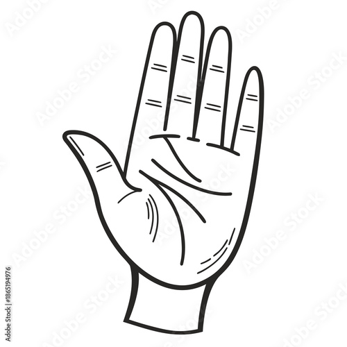 Detailed hand drawing showcasing palm lines and finger outlines a simple yet evocative silhouette high quality