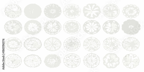 An arrangement of delicate circular floral inspired lace doilies in grayscale