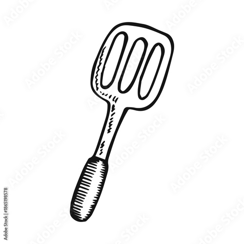 Kitchen spatula sketch isolated on white background