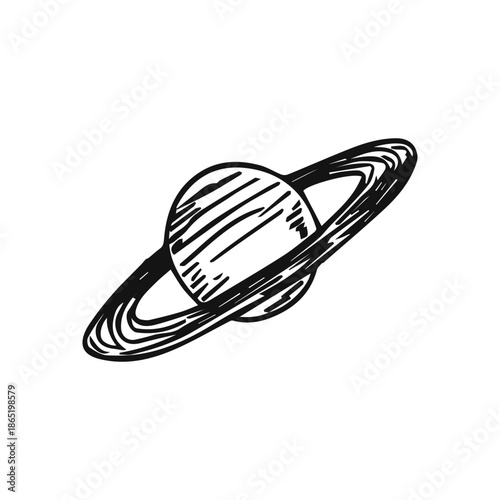planet saturn cartoon sketch on white background