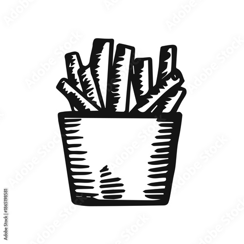 Fried potatoes in a box sketch