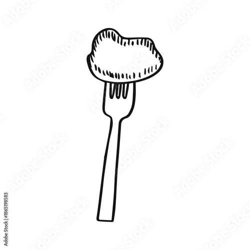 piece of meat on a fork line drawing