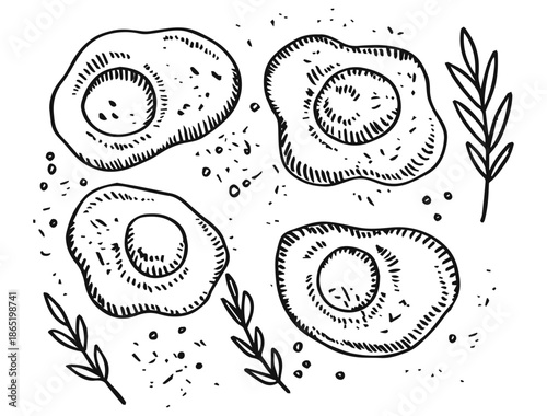 fried eggs with sketch seasoning