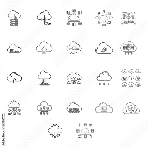 Cloud Computing Icons Pack for Cloud Services, Data Storage, and Online Technology