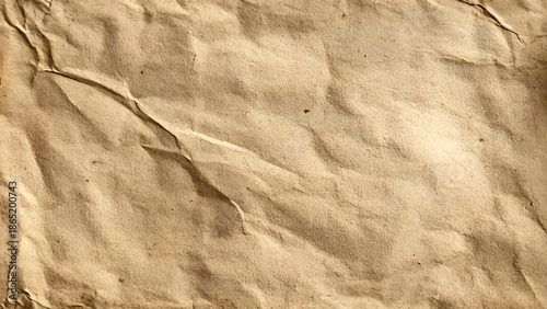 Crumpled brown craft package paper texture. Abstract beige background with wrinkled cardboard texture. Vector illustration