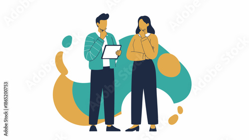 Business Meeting: Two Colleagues Discussing Ideas with Tablet