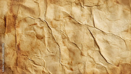 Old brown vintage crumpled paper background. Horizontal crumpled empty paper template for posters and banners. Vector illustration