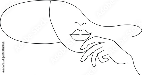 Hand covering mouth in thought Vector