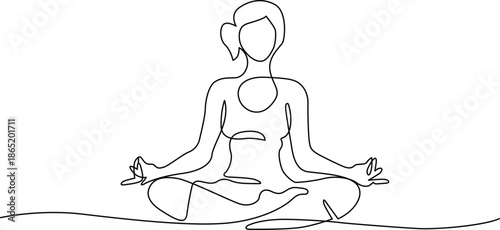 Woman practicing meditation Vector