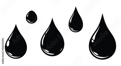 A striking visual representation of multiple water droplets in varying sizes a dark silhouette