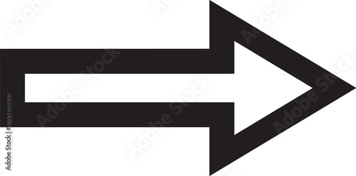Minimal right arrow icon in black outline, simple directional navigation symbol for user interface, signage, guidance, web, and graphic design