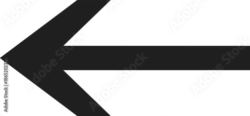 Solid left arrow icon in black, simple directional navigation symbol for signage, guidance, user interface, web design, and visual communication