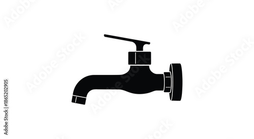A striking black silhouette of a classic water tap showcasing its design and functionality silhouette