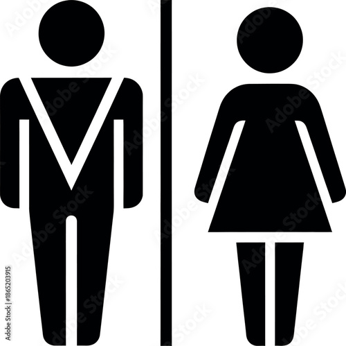 Black silhouette of male and female restroom signs