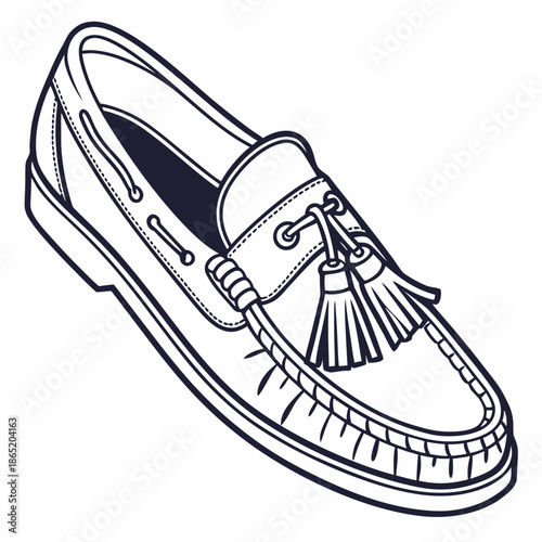 Title: A detailed of a vintage shoe with a tassel and intricate stitching patterns