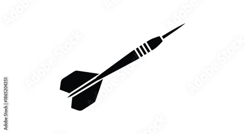 A striking black dart design sharply angled and detailed presented as a bold graphic silhouette