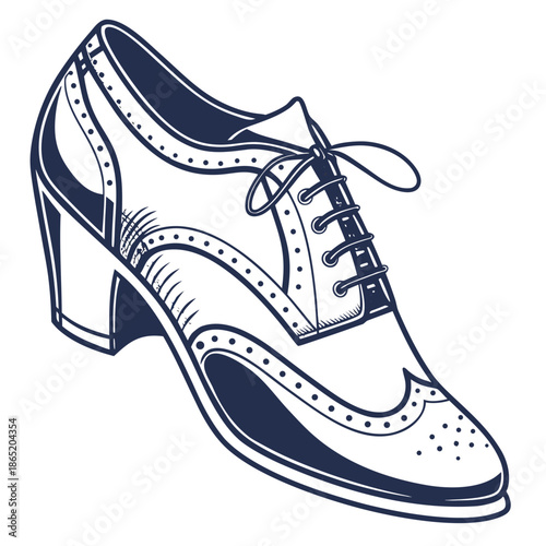 Title: Black sneaker with white laces and a bow detail on the tongue isolated on white background