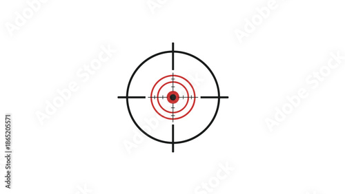 Precise circular crosshair or target sight featuring distinctive red concentric circles in the center, representing accuracy and aiming.