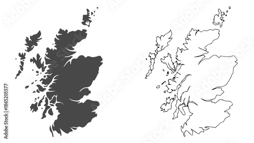 A comparative view of scotland s coastline using both solid and line art styles silhouette