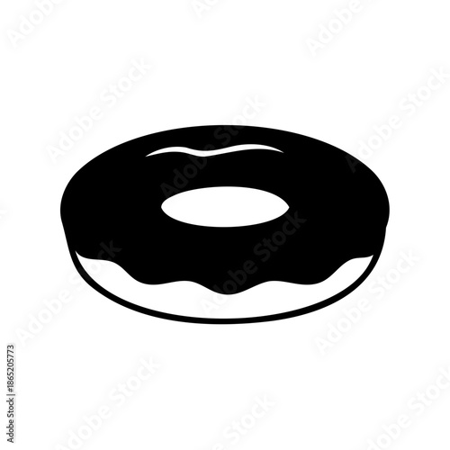Illustration of a doughnut with chocolate icing and a plain center