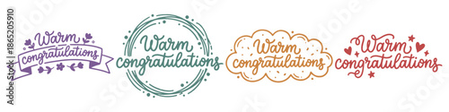 Warm congratulations handwritten  Flat Vector Illustration on Transparent Background