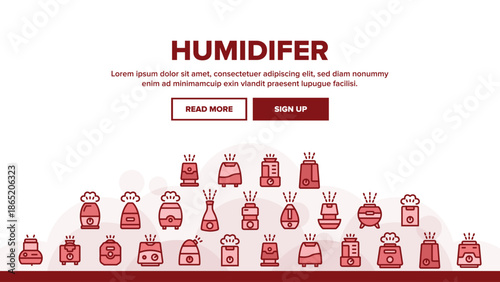 Collection Different Humidifier Icons Set Vector