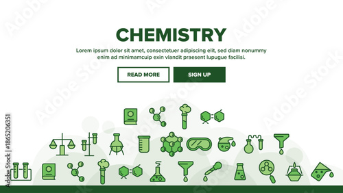 Collection Chemistry Elements Icons Set Vector