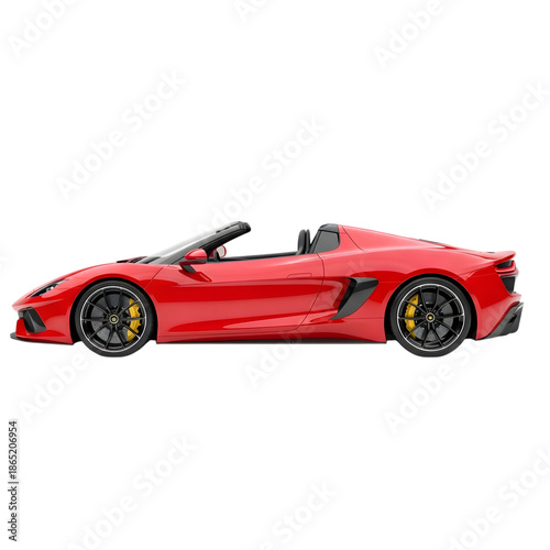 Red corvette sports car isolated on transparent background