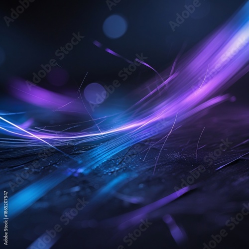Abstract blue backdrop featuring a digital fractal pattern with light wave lines and 3d motion curves in a fantasy space design