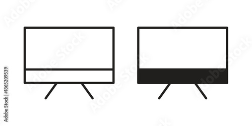 Television icon in filled, thin line, stroke style for website and apps