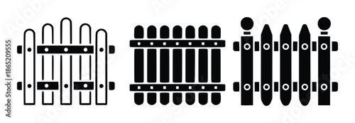 Black silhouette fence with rounded and pointed tops white boundary