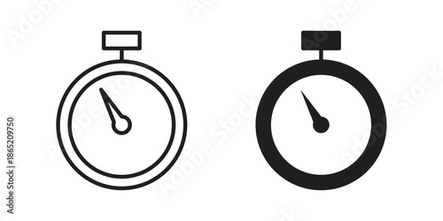 Timer icon in filled, thin line, stroke style for website and apps