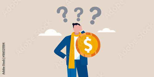 A man contemplates questions about money and financial uncertainty