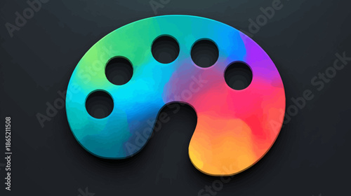 Colorful gradient art palette with multiple paint wells on a dark background, representing creativity, design, and inspiration.